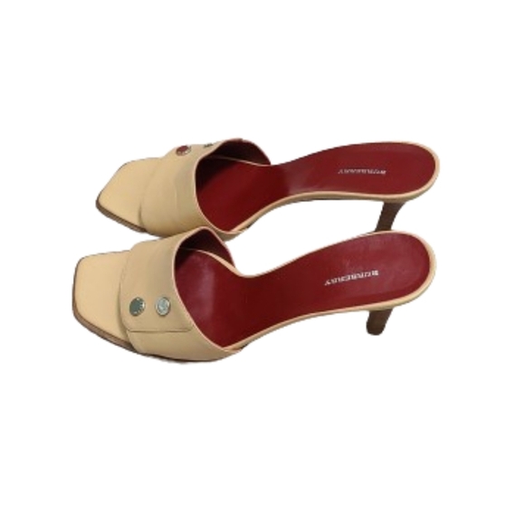 BURBERRY Open Toe Leather  Heeled Mules Womens Slide Sandals Size EU 41/ US 10.5 - Picture 8 of 15